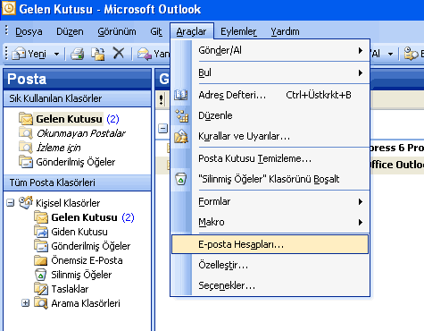 Outlook 2003 E-Posta Hesap Ayarlar